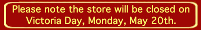 We will be closed on Victoria Day, Monday, May 20th