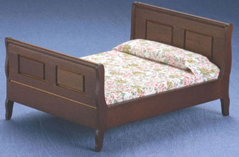 Dollhouse Miniature Walnut Sleigh Bed