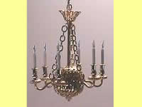 2"x2 1/2" Chandelier, 6 Arm , 3 chains