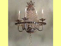 2 1/2" Chandelier, 4 arms with Clear/Emerald/Ruby ring