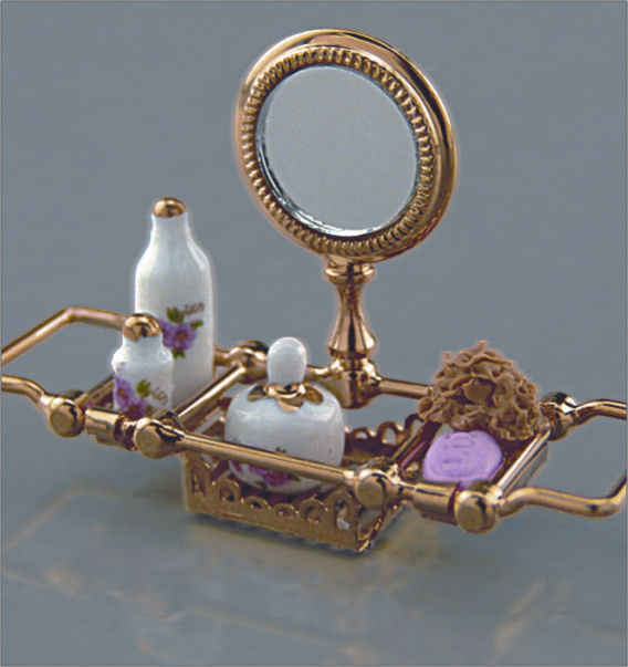Brass Bathtub Rack/Mirror Set