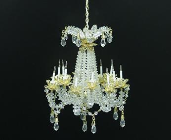 4" Chandelier with crown, 12 arms , 3 inside bulbs