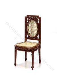 Miniature Caned Louis XVI Dining Chair for Dollhouses - Walnut (image for) Miniature Caned Louis XVI Dining Chair for Dollhouses - Walnut
