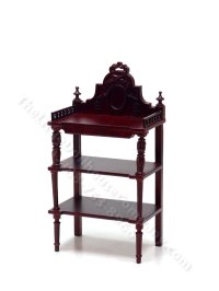 Miniature Ornate Floor Shelf for Dollhouses - Mahogany (image for) Miniature Ornate Floor Shelf for Dollhouses - Mahogany