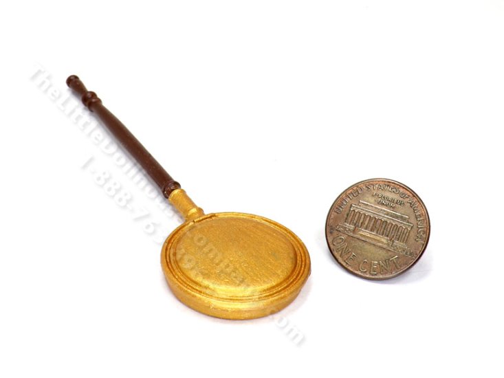 (image for) Miniature Bed Warmer for Dollhouses - Brass