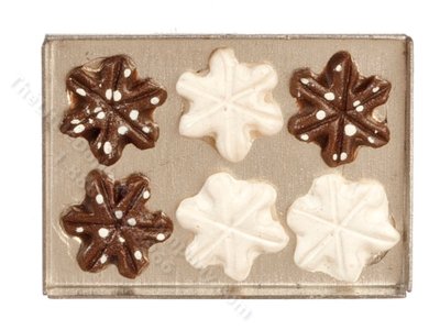 (image for) Miniature Snowflake Cookies On Baking Sheet for Dollhouses