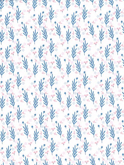 (image for) Dollhouse Scale Model Wallpaper - Blue Fern - 3pc Set
