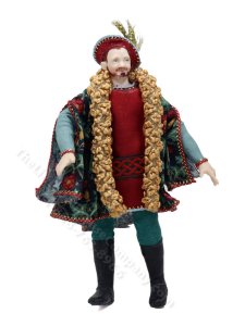 (image for) Miniature Handcrafted Vintage Tudor Man Doll in Green and Red