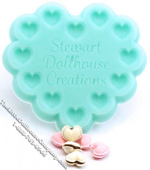 (image for) Mold for making 1:12 scale Heart Shaped Macarons for Dollhouses