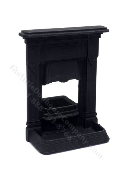 (image for) Miniature Small Victorian Bedroom Fireplace for Dollhouses - Black