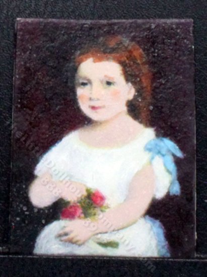 (image for) Miniature Girl with Flowers Painting by Larry Morganti