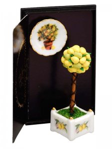 (image for) Miniature Lemon Tree in Pot with Wallplate for Dollhouses