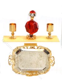(image for) Miniature Red and Gold Decanter Set for Dollhouses