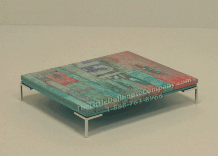 (image for) Miniature Modern Blue and Pink Low Coffee Table