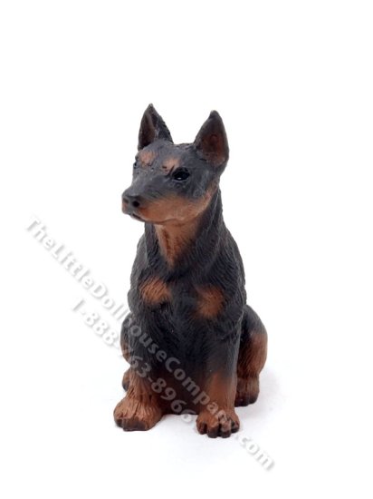 (image for) Miniature Red Doberman Pinscher w/ Cropped Ears for Dollhouses
