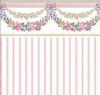 (image for) Miniature Rose Swag Pink Wallpaper for Dollhouses