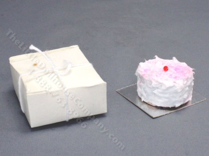 (image for) AS IS Miniature Cake in a Bakery Box for Dollhouses