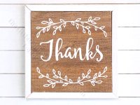 (image for) Miniature Square Framed 'Thanks' On Wood