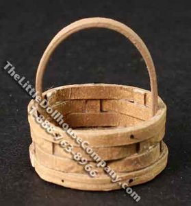 (image for) Miniature Round Basket with Handle for Dollhouses