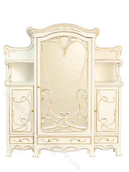 (image for) Miniature White Art Nouveau Wardrobe w/Mirror