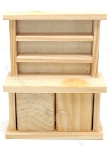 (image for) 1/2" Scale Unfinished Kitchen Hutch for Dollhouses