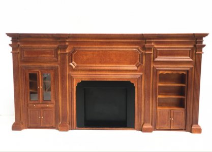 (image for) Miniature Walnut Wall Panel with Fireplace