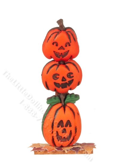 (image for) Miniature Wooden Pumpkin Stack Sign for Dollhouses