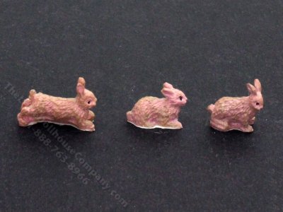 (image for) Set of 3 Miniature Brown Rabbits for Dollhouses