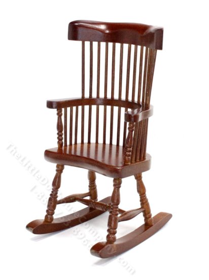 (image for) Miniature Walnut Windsor Rocking Chair for Dollhouses