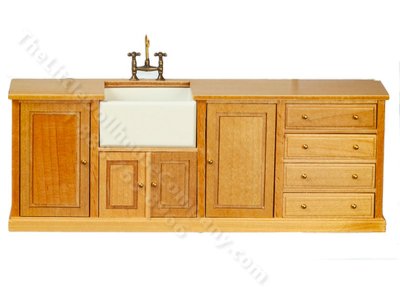 (image for) Miniature Oak Kitchen Sink for Dollhouses
