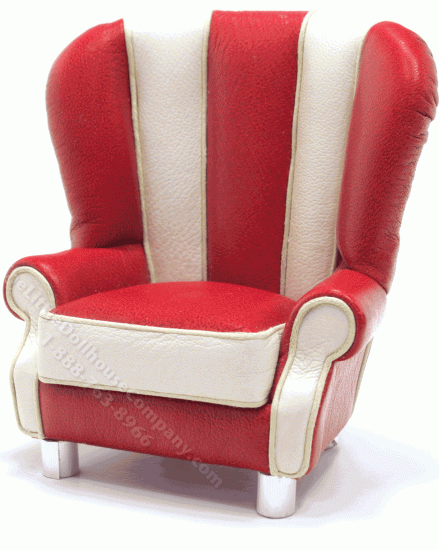 (image for) Miniature Red and White Leather Chair by Judith Blondell