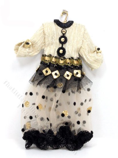 (image for) Dollhouse Miniature Gold Bubble Dress