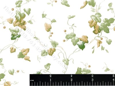 (image for) Gold and Green Leaves Miniature Wallpaper for Dollhouses