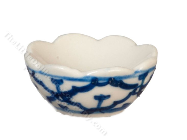 (image for) Miniature Blue Delft Ceramic Bowl with Fluted Edges