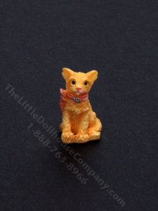 (image for) Dollhouse Scale Model Orange Cat with Bow