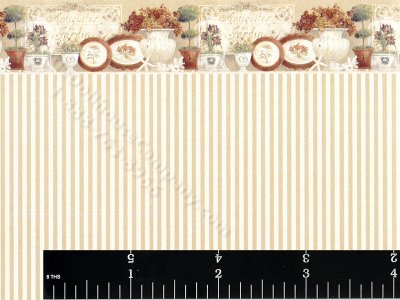 (image for) Garden Antiques on Stripe Pattern Miniature Dollhouse Wallpaper