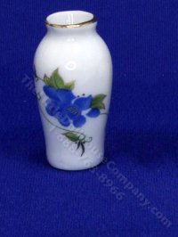 (image for) Miniature White Vase with Blue Design for Dollhouses