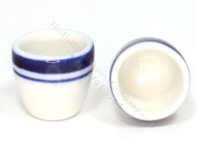 (image for) Miniature Tall White Ceramic Bowl with Blue Rings