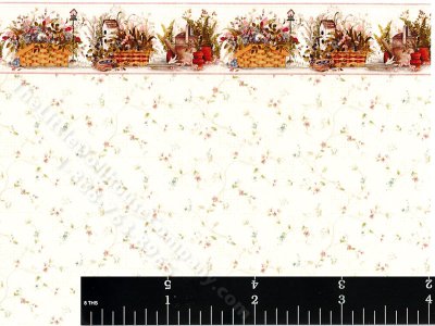 (image for) Floral Pattern Miniature Wallpaper with Border for Dollhouses