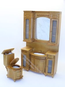 (image for) Miniature 2 pc Powder Room for Dollhouses