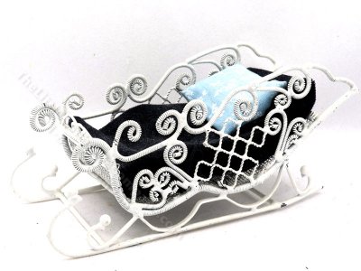 (image for) Miniature Vintage White Wire Sleigh