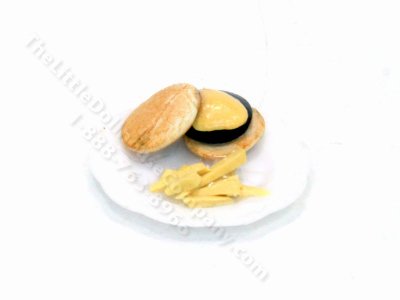 (image for) 1/2" Miniature Hamburger and Fries on a Plate