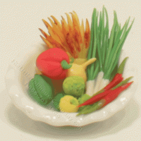 (image for) Miniature Vegetable Variety in Textured White Ceramic Bowl