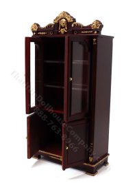 (image for) Miniature Empire Display Cabinet for Dollhouses - Mahogany