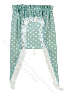(image for) Miniature Light Green Hearts Valance and Shade for Dollhouses