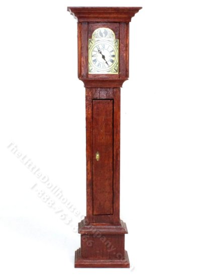 (image for) Miniature Mahogany Grandfather Clock for Dollhouses