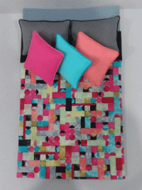 (image for) Miniature Double Geometric Multicolor Print Bedding Set