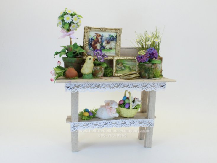 (image for) Miniature Easter Potting Bench for Dollhouses