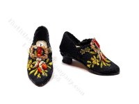 (image for) Embroidered Black Heels with Strap & Buckle by Judith Blondell