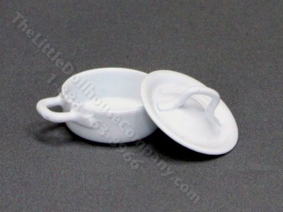 (image for) Miniature Small White Pot with Lid For Dollhouses
